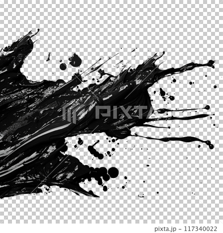 Abstract Black Paint Splash on Transparent Background 117340022