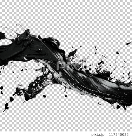 Abstract Black Paint Splash on Transparent Background 117340023