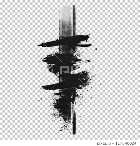 Abstract Black Paint Splash on Transparent Background 117340024