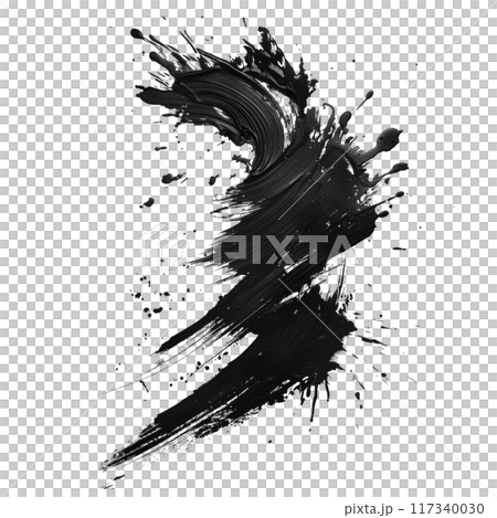 Abstract Black Paint Splash on Transparent Background 117340030