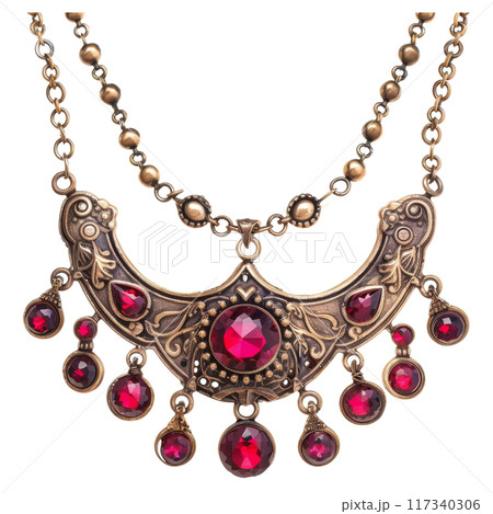 Antique Emerald Necklaces with Ornate Designs PNG Transparency 117340306