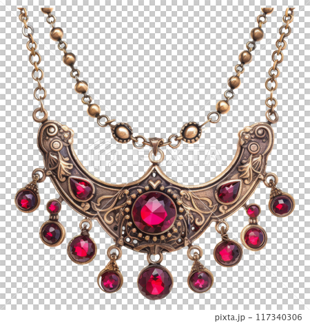 Antique Emerald Necklaces with Ornate Designs PNG Transparency 117340306