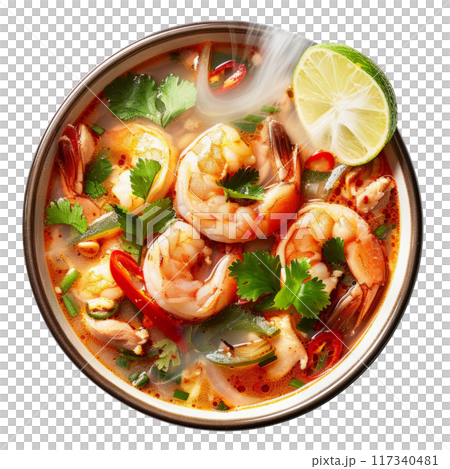 Spicy Shrimp Soup with Vegetables and Lime PNG Transparency Spicy Shrimp Soup with Vegetables and Lime PNG Transparency 117340481