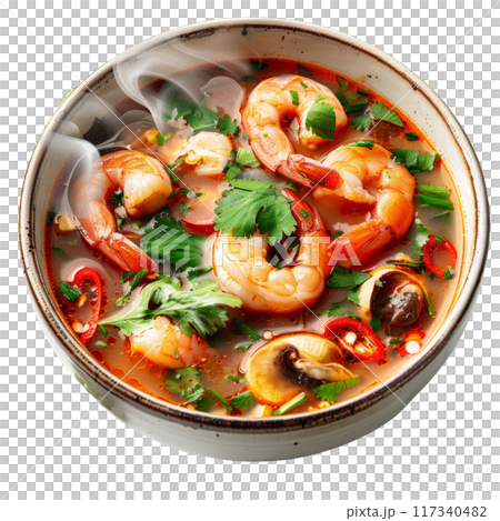 Tom Yum Goong Thai Soup with Spicy and Sour Flavor PNG Transparency Tom Yum Goong Thai Soup with Spicy and Sour Flavor PNG Transparency 117340482