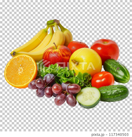 Assorted Fresh Fruits and Vegetables PNG Transparency 117340503