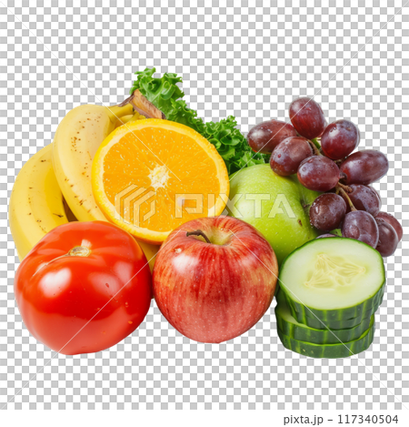Assorted Fresh Fruits and Vegetables PNG Transparency 117340504