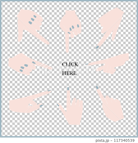 向量圖組的手製作手勢斯堪的納維亞風格的彩色指甲 117340539