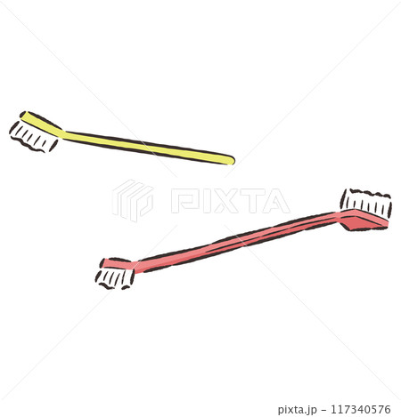 犬用の歯ブラシの手描きイラストセット 117340576