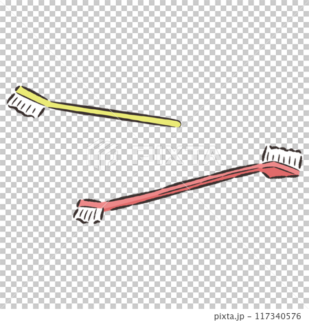 犬用の歯ブラシの手描きイラストセット 117340576