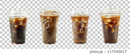 Iced Coffee Drinks Close up PNG Transparency 117340617