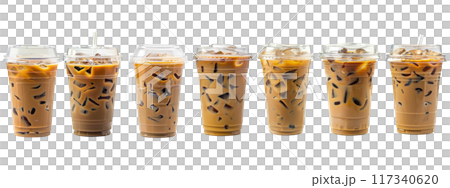 Assorted Iced Coffee Drinks Close up PNG Transparency 117340620