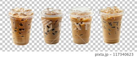 Iced Cappuccino Drinks in Plastic Cups PNG Transparey 117340623