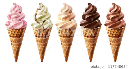 Assorted Ice Cream Cones Close up PNG Transparency Assorted Ice Cream Cones Close up PNG Transparency 117340624