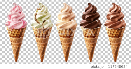 Assorted Ice Cream Cones Close up PNG Transparency Assorted Ice Cream Cones Close up PNG Transparency 117340624