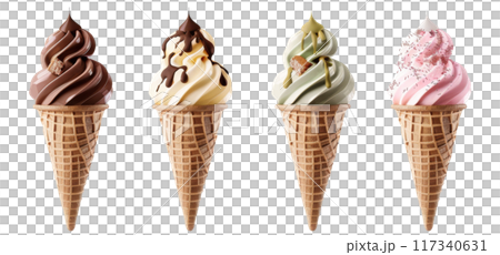 Soft Serve Ice Cream Cones Close up PNG Transparency 117340631