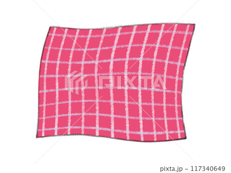 クレヨンで描く、シンプルな布のイラスト - チェック模様 117340649