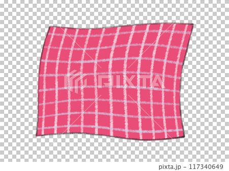 クレヨンで描く、シンプルな布のイラスト - チェック模様 117340649