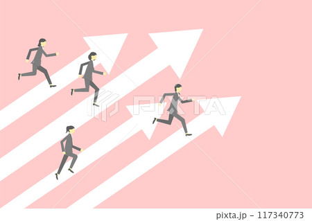 上昇する矢印と走るビジネスウーマン 上昇する矢印と走るビジネスウーマン 117340773