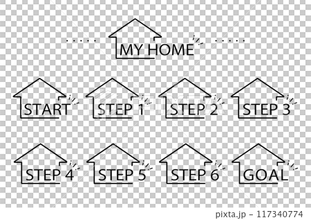 住房圖示和步驟-代表住房收入流向的材料 住房圖示和步驟-代表住房收入流向的材料 117340774