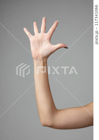 Womans Arm Extended Up in Gesture 117341066