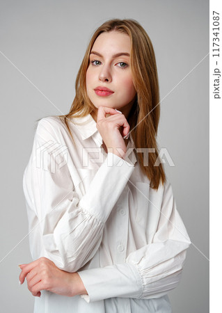 Concerned Young Woman deep in thought or contemplation 117341087