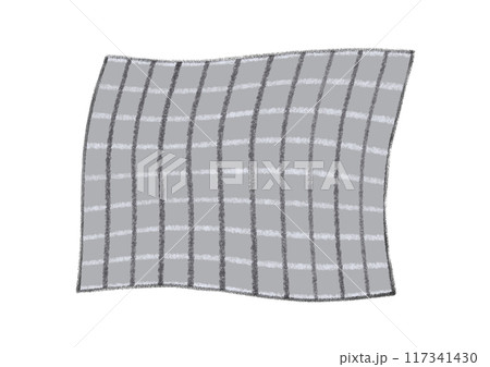 クレヨンで描く、シンプルな布のイラスト - チェック模様 117341430