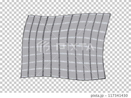クレヨンで描く、シンプルな布のイラスト - チェック模様 117341430