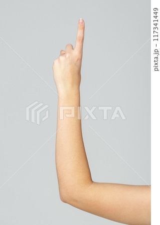 Young Woman Arm with Gesture close up 117341449