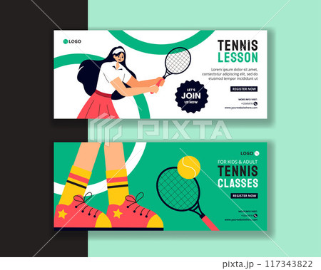 Tennis Player Sport Horizontal Banner Flat Cartoon Hand Drawn Templates Background Illustration Tennis Player Sport Horizontal Banner Flat Cartoon Hand Drawn Templates Background Illustration 117343822