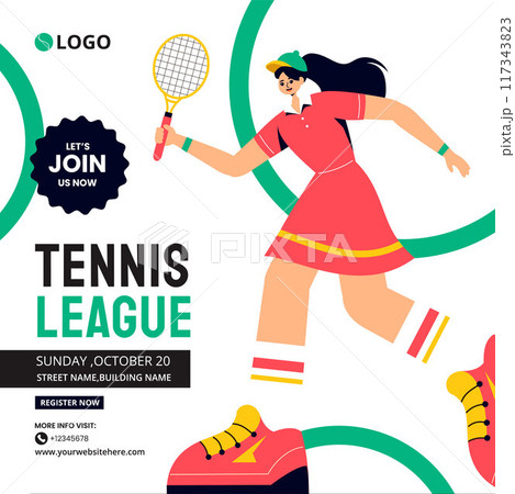 Tennis Player Sport Social Media Illustration Flat Cartoon Hand Drawn Templates Background Tennis Player Sport Social Media Illustration Flat Cartoon Hand Drawn Templates Background 117343823