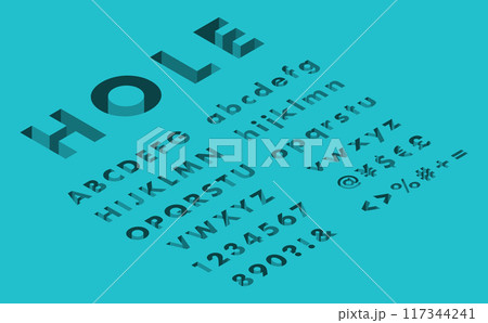 アイソメトリックフォントアルファベット凹み左(青) アイソメトリックフォントアルファベット凹み左(青) 117344241