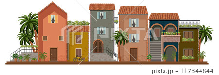 Charming Mediterranean Village Scene Charming Mediterranean Village Scene 117344844
