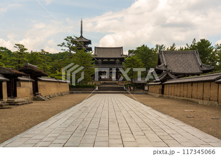 【法隆寺】南大門から望む法隆寺の五重塔と中門 【法隆寺】南大門から望む法隆寺の五重塔と中門 117345066