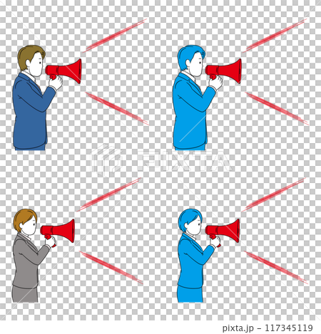 Illustration material of a business person with a loudspeaker Illustration material of a business person with a loudspeaker 117345119