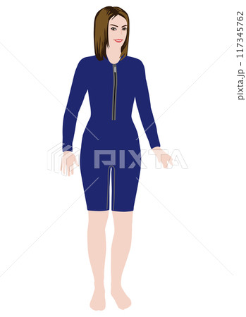 一般人モデル風の女性のコスチュームイラスト・スポーツ06 117345762