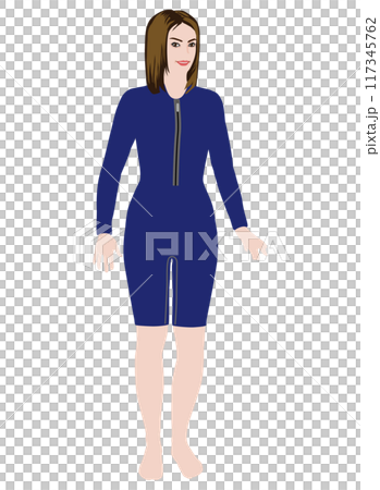 一般人モデル風の女性のコスチュームイラスト・スポーツ06 117345762