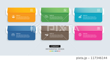 6 data infographics tab paper index template. Illustration abstract background. 6 data infographics tab paper index template. Illustration abstract background. 117346144