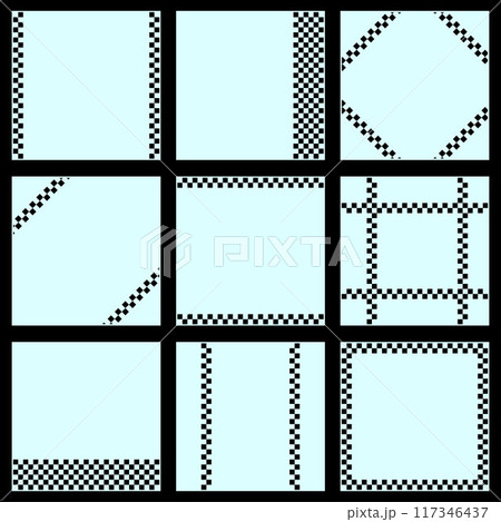 Black and blue checkered race squres 117346437