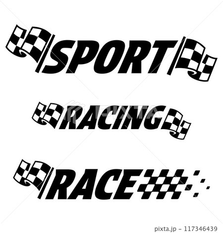 Sport race checkred flags text 117346439