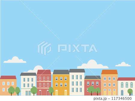 カラフルな街並みのイラスト カラフルな街並みのイラスト 117346500