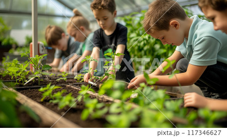 Children Engaged in Hands-on Gardening Activities Together Children Engaged in Hands-on Gardening Activities Together 117346627