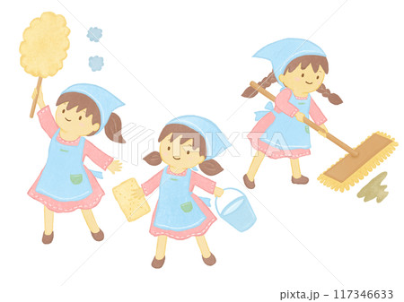 掃除をする子どもたちのイラスト 掃除をする子どもたちのイラスト 117346633