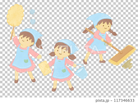 掃除をする子どもたちのイラスト 掃除をする子どもたちのイラスト 117346633