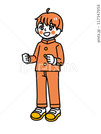 シンプルなタッチの男子学生/単色	 117347058