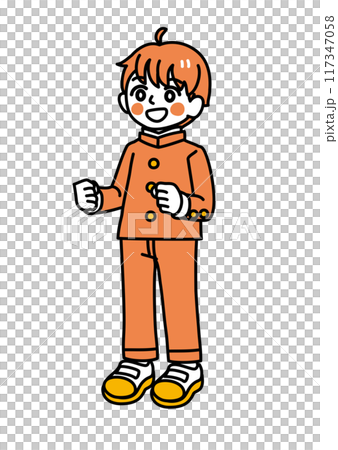 シンプルなタッチの男子学生/単色	 117347058