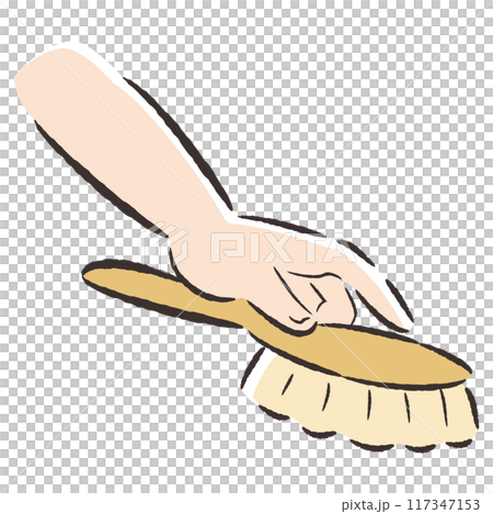 Hand-drawn illustration of animal hair brush 117347153