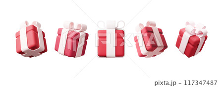 3D gift box set isolated 117347487