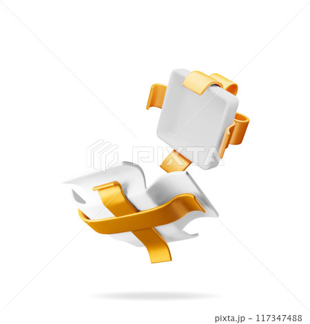 3D open gift box isolated on white 117347488
