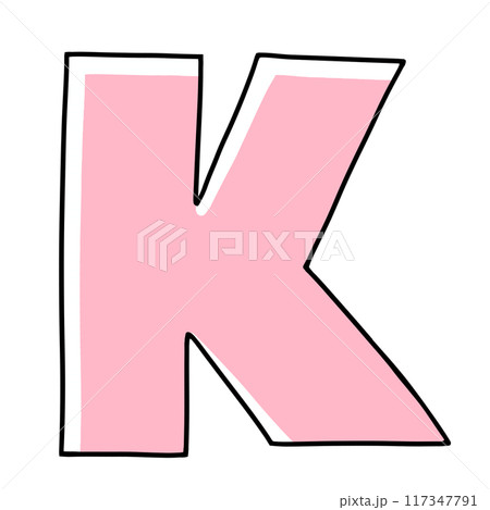 ゆるめシンプルな大文字アルファベットの『K』カクカクバージョン　ベタ塗り 117347791