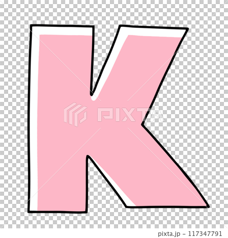 ゆるめシンプルな大文字アルファベットの『K』カクカクバージョン　ベタ塗り 117347791